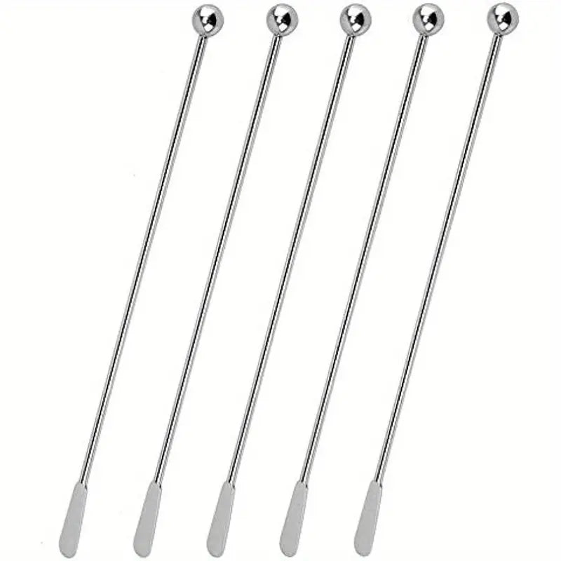 Classic 5 Piece 7.5 Inch Stainless Cocktail Swizzle Stick Stirrer | Oak & Sugar | Add a touch of sophistication to your at-home bar with these charming stainless steel cocktail stirrers. Dishwasher safe and expertly crafted, these swizzle sticks are ideal