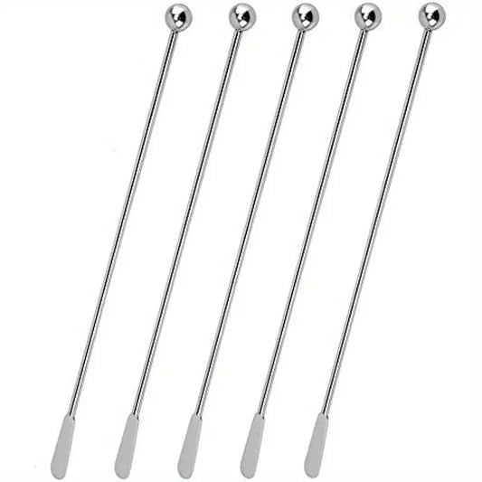Classic 5 Piece 7.5 Inch Stainless Cocktail Swizzle Stick Stirrer | Oak & Sugar | Add a touch of sophistication to your at-home bar with these charming stainless steel cocktail stirrers. Dishwasher safe and expertly crafted, these swizzle sticks are ideal