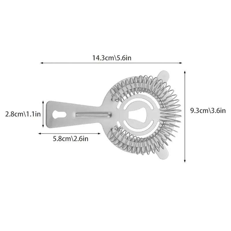 Classic Double Ear Stainless Cocktail Spring Strainer, Ice Strainer | Oak & Sugar | Expertly crafted with high-quality stainless steel, this strainer is designed to effortlessly strain all types of cocktails for a flawless drinking experience. Featuring a
