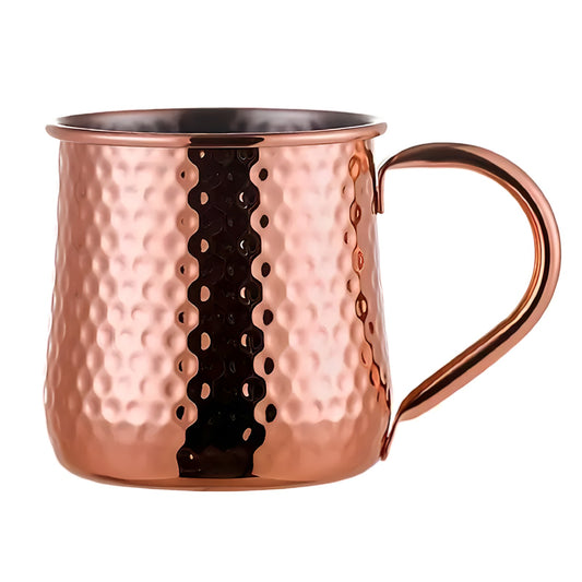 Classic Stainless Moscow Mule Mug With Hammered Copper Exterior Pattern | Oak & Sugar | The Classic Stainless Moscow Mule Mug: Where Luxe Meets Fizz Calling all cocktail connoisseurs and aficionados of extraordinary experiences! Are you ready to elevate y