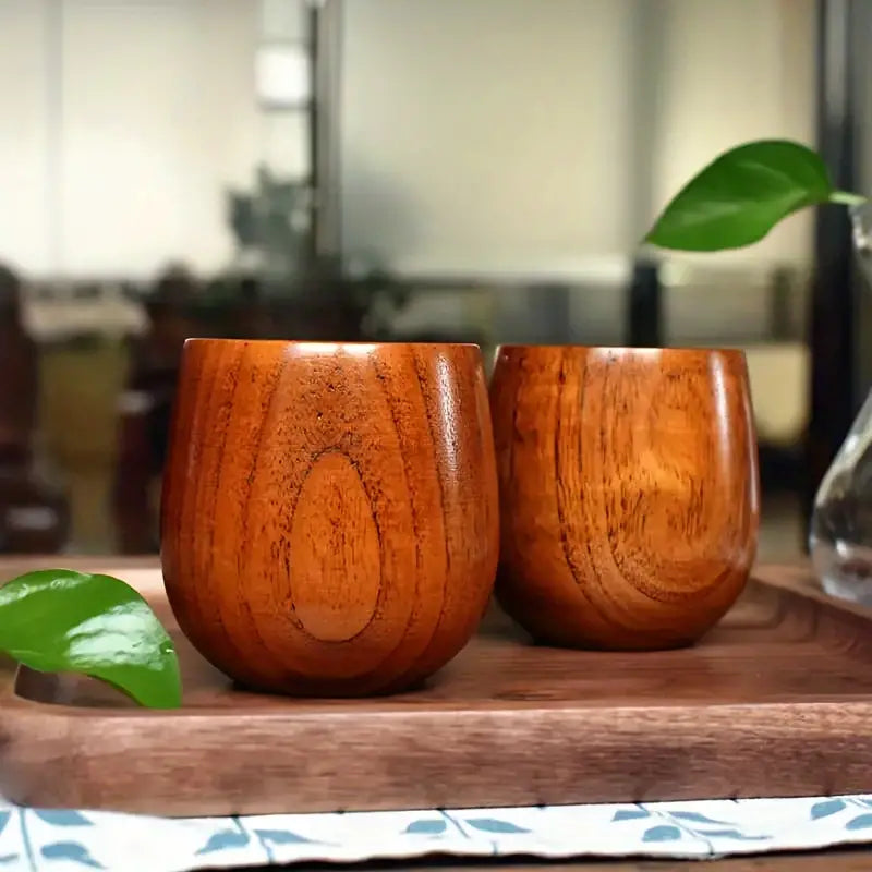 2 Piece Japanese Style Small Wooden Cup | Oak & Sugar | Create the perfect beverage experience with our Japanese Style Small Wooden Cup set. It doubles as a trendy cocktail glass or oversized shot glass. Mix and match with our Oaksip beechwood cocktail gl